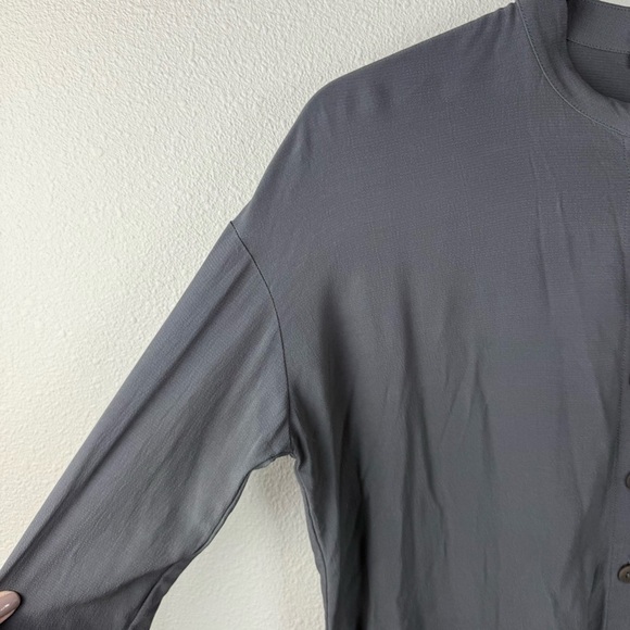 Eileen Fisher Tencel Viscose Crepe Mandarin Collar Button Front Shirt Petite Sm - Picture 9 of 14